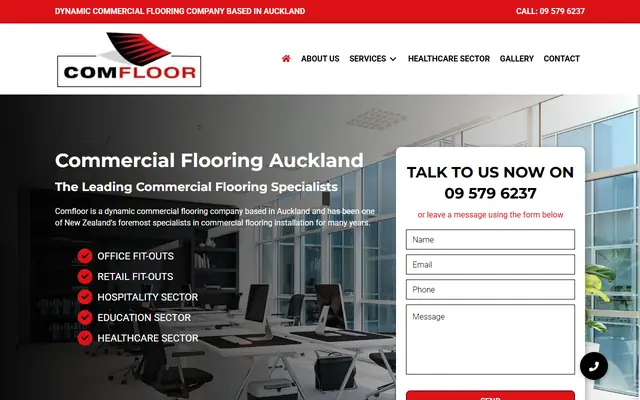 Comfloor website home page - Flooring, Auckland