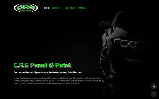 C.R.S. Panel and Paint website home page - Automotive, Auckland