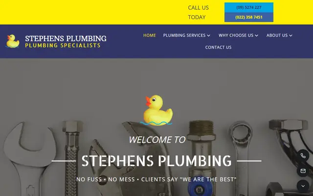Stephens Plumbing website home page - Plumbing, New Zealand