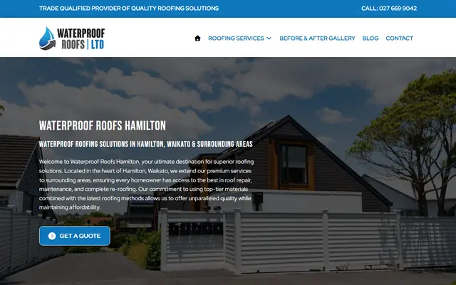 Waterproof Roofs website home page - Roofing, Hamilton and Waikato